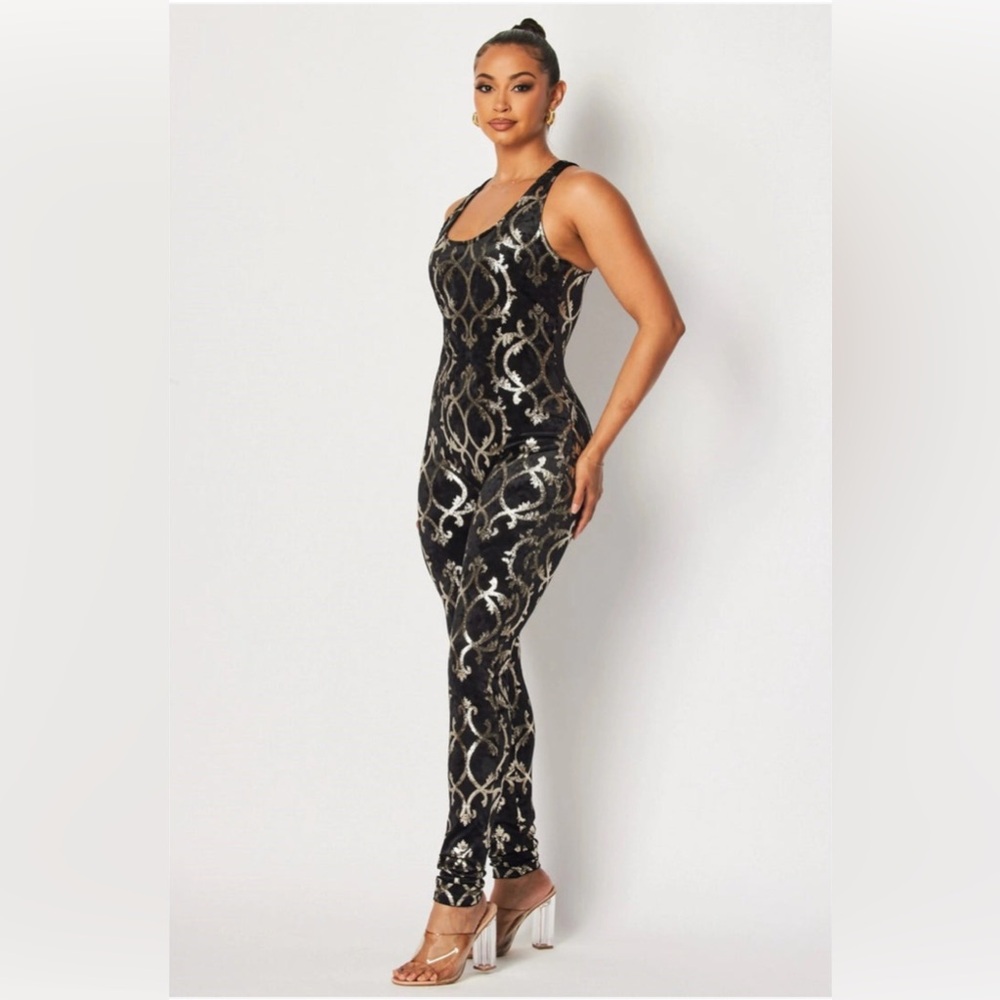 ABBY BLACK & SILVER OPULENT ALLURE JUMPSUIT